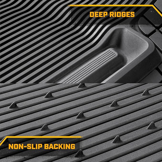 Cat® ToughLiner™ Car Floor Mats - Heavy Duty Trim to Fit Mat for Trucks - Car Mats & SUV Floor Liners for Car - All-Weather Truck Accessories & Odorless Rubber Automotive Mats - Gray