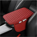 Car Center Console Cover, Leather Vehicle Armrest Seat Box Cushion Pad with Storage Bags, Waterproof Automotive Middle Console Protector, Universal for SUV RV Truck (Wine Red)