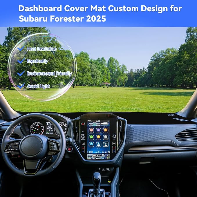 Dashboard Cover for 2025 2026 Subaru Forester, Non-Slip Dashboard Protector & Sunshield, UV-Blocking, Anti-Glare, Fade-Resistant Dash Mat Pad (Black)
