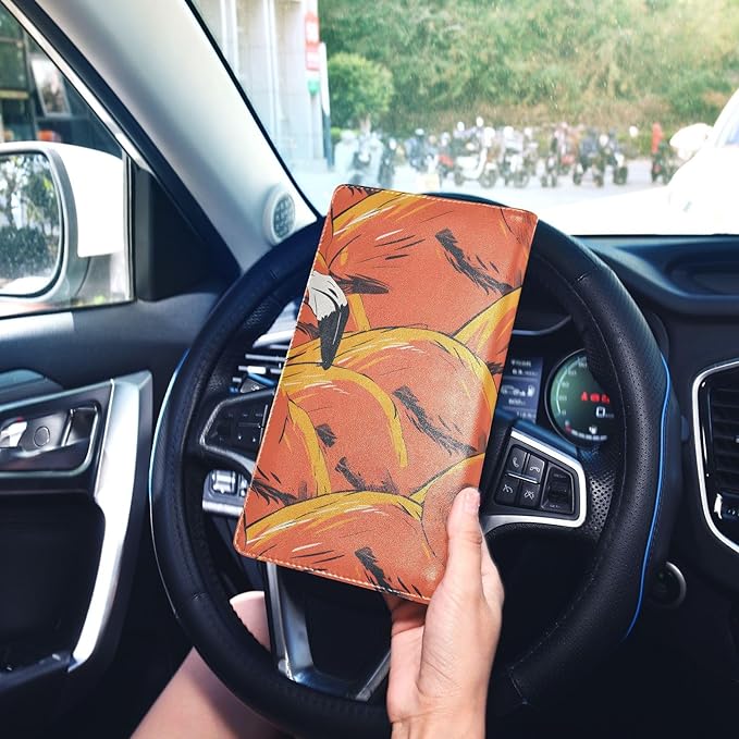 ALAZA Flamingo Pattern Car Registration and Insurance Card Holder Vehicle Glove Box Car Organizer Driver License Documents Holder Waller Case Organizers