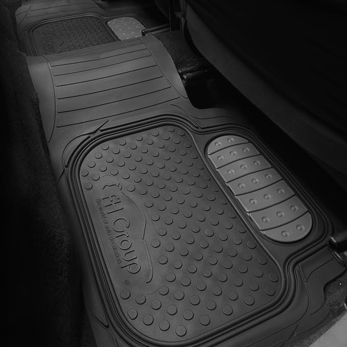 FH Group Car Floor Mats - Heavy-Duty Rubber Floor Mats for Cars, Universal Fit Full Set, Trimmable Automotive Floor Mats, ClimaProof Floor Mats For Most Sedan, SUV, Truck Floor Mats Gray