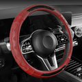 SEG Direct Car Steering Wheel Cover Medium Size 14 1/2"-15" Embossed Microfiber Leather with Carbon Fiber Pattern Red