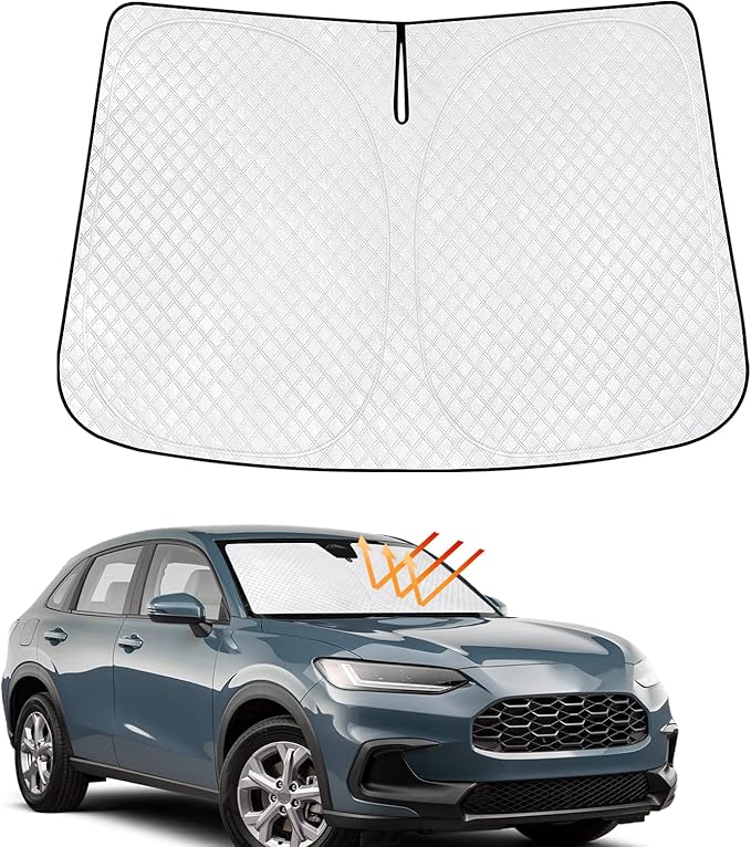 KMF Windshield Sun Shade for Honda HR-V 2023-2024 2025 with 310T Foldable Car Sun Shade,Custom Fit Sunshade for Front Window Sun Visor Protector Interiors Block UV Rays Accessories