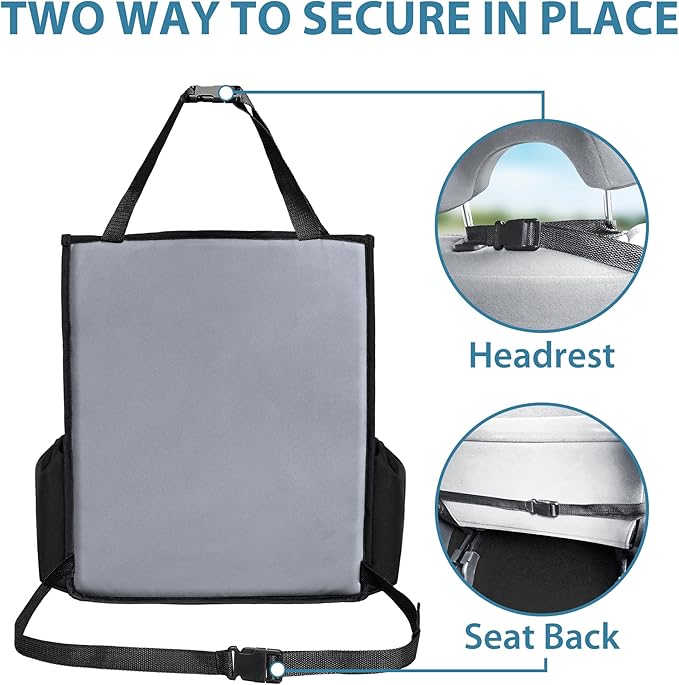 Elantrip Car Front Seat Organizer, Back Seat Storage with Adjustable Straps Truck Seat Organizers for Delivery Drive, Office File, Passenger Seat Gray