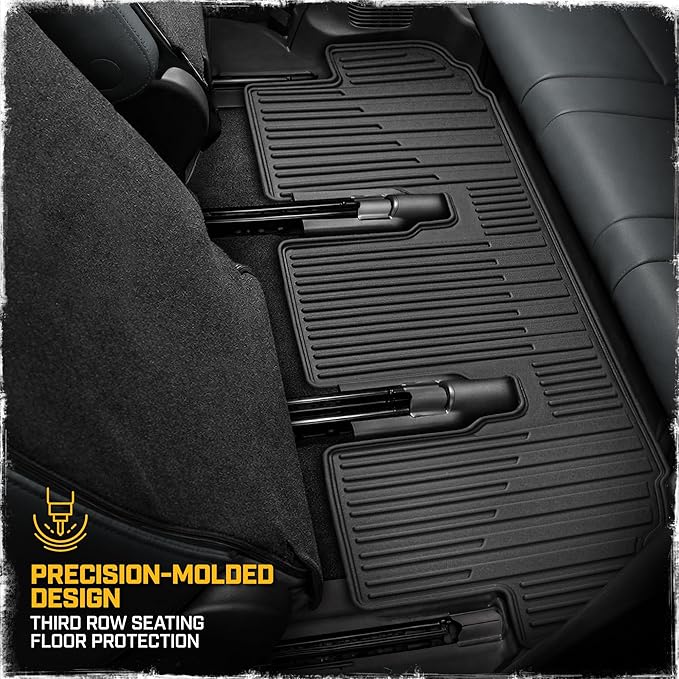 CAT® JustFit™ 3D All Weather Floor Mats for Toyota Highlander 2020-2026, Custom Fit Heavy Duty Rubber Car Mats Full Set for 7 Seater (Not for Hybrid)