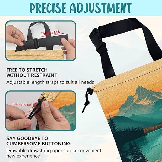 KXWQTRDD Car Garbage Bag Mountain and Forest at Sunset Hanging Canvas Car Trash Bag Drawstring Car Back Seat Organizer for Car Back Front Seat Console with Adjustable Buckle
