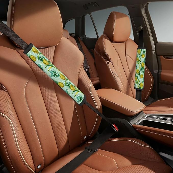 Pineapple Steering Wheel Cover Elastic Non-Slip Car Steering Wheel Covers with Seat Belt Shoulder Pad for Women Men