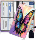 Car Document Holder with Magnetic Shut, Car Registration and Insurance Card Holder, Vehicle Glove Box Organizer Documents, Driver License, Auto Paperwork Organizer Wallet, Rainbow Butterfly Dream