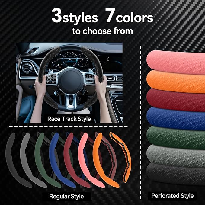 PAUUOOA 2 Piece Alcantara Steering Wheel Cover - Split Sport Design for D & O Shape Wheels, Soft Touch · Anti-Slip Grip · All Season Comfort · Durable Luxury Material for Performance Cars