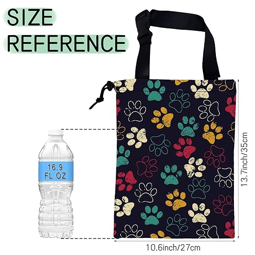 NHNXHWIA Colorful Paw Car Trash Bag,Hanging Drawstring Car Garbage Bag, Waterproof Canvas Car Back Seat Organizer with Adjustable Buckle, for Vehicles, SUVs, Camping, Road Trips