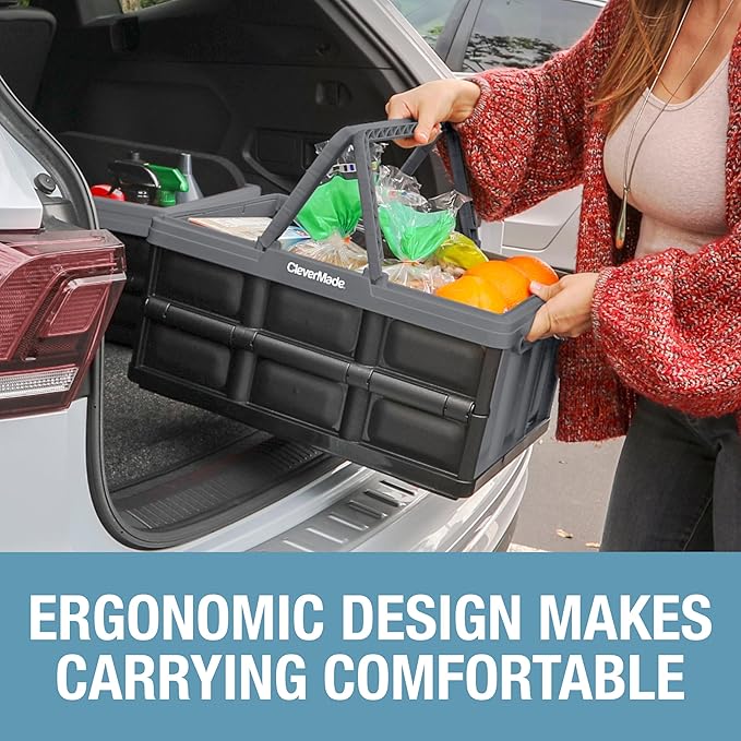 CleverMade Collapsible Basket (100% Recycled) - 32L - Stone