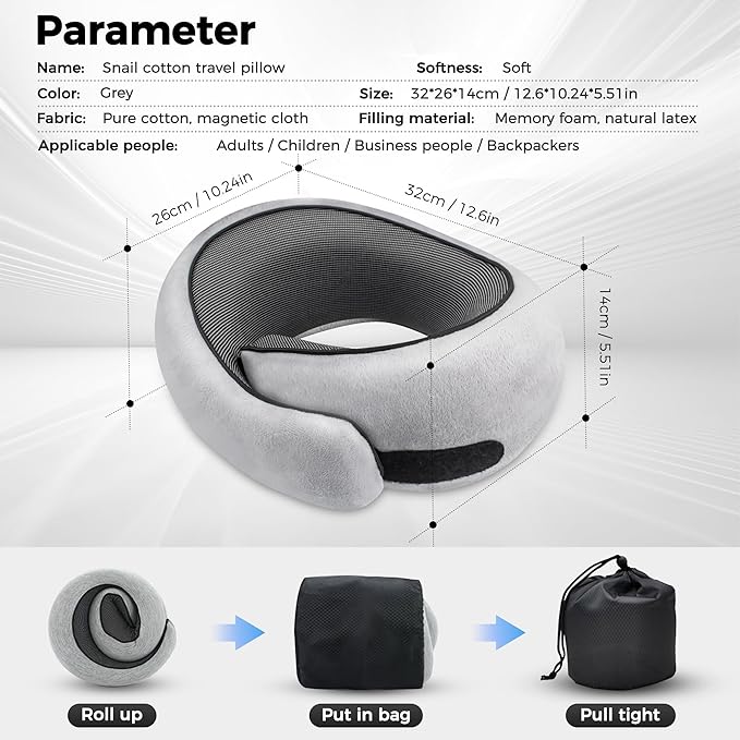 HiztoBlo Neck Pillow for Traveling, Travel Pillows for Airplanes 2025 New 100% Pure Memory Foam, Neck Pillow Airplane with 360º Ergonomic Design, Travel Neck Pillows for Airplanes, Office and Car