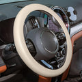 Spurtar Beige Car Steering Wheel Cover Men, Soft Thin Silicone Leather Texture Car Accessories for Women, Fit Diamenter 15" - 16.5"