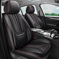 SCDOOCA Car Seat Covers Full Set, Luxury Leather Car Seat Covers, Waterproof and Breathable Seat Covers, Universal Car Seat Protector Fit for Cars, Trucks, SUVs, Pick-ups (Black&Red line, FullSet)