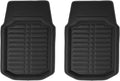 FH Group Automotive Floor Mats - PU Leather Floor Mats, Deep Dish Design, Floor Mats for Cars, Universal Fit Floor Mats Front Set, Floor Mats for Most Sedan, SUV, Truck Floor Mats Solid Black
