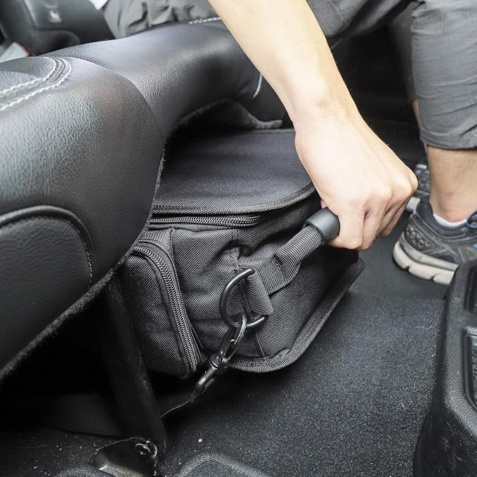 For JK JL Under Seat Storage Bag for Jeep Wrangler JK JKU JL JLU Sports Sahara Freedom Rubicon X & Unlimited 2007-2017 2018 2019 2020 2021 2022 2023 2024 2025+ Portable Backseat Tools Organizer Pocket