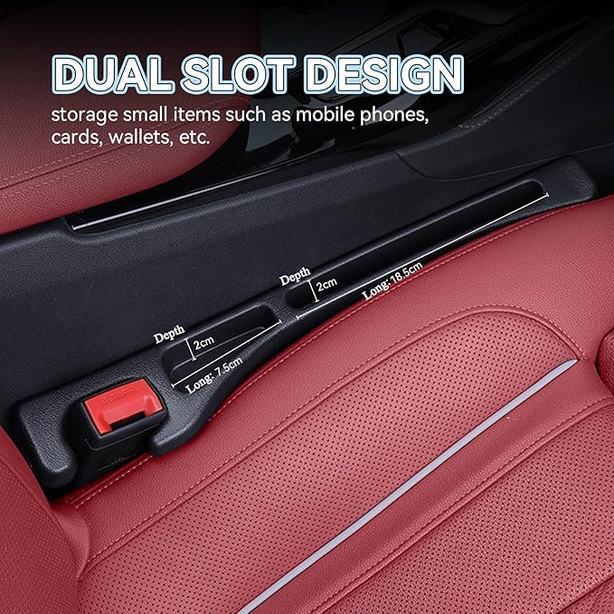 USSDE Car Gap Filler, Dual Slot Car Seat Gap Organizer 2 Pack, Universal Fit Soft Car Seat Crack Gap Filler Between Seat and Console Stop Things from Dropping (Style B)