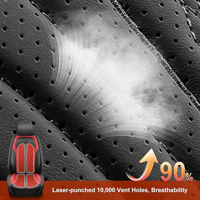 TTX LIGHTING Seat Covers Fit for Honda Civic 2003-2026 Seat Covers Full Set Car Seat Covers Faux Leather Breathable Waterproof Car Seat Protector (5 Seats, Black&Red)