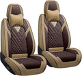 LPDK Fit for Kia Sportage Car Seat Covers Front Set 2pcs with Waterproof Leather,Lumbar Muscle Pain Healing Function,Airbag Compatible Automotive Breathable Seat Protectors(Ivory Coffe with Pillow)
