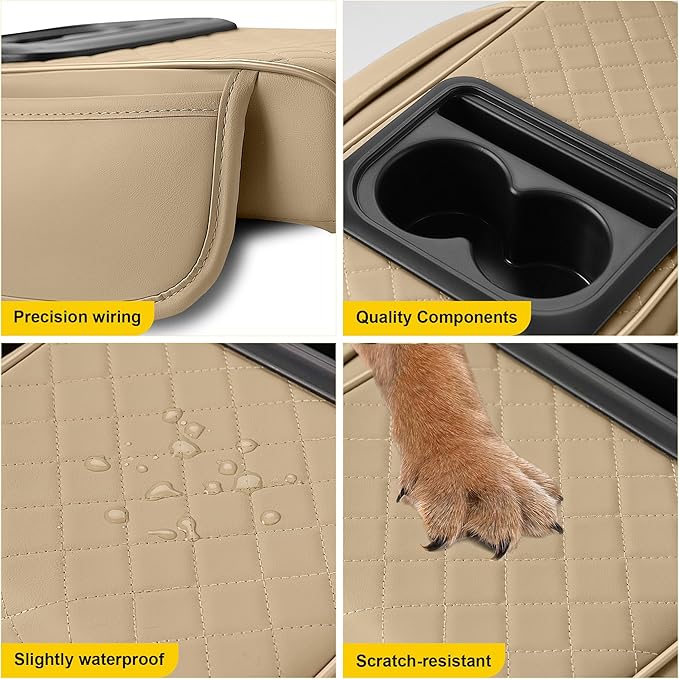 Center Console Cover for Chevrolet/Chevy Volt Waterproof Armrest Cover with Plus Comfort Lift Design,Anti-Scratch Auto Armrest Pad Accessory （Beige)