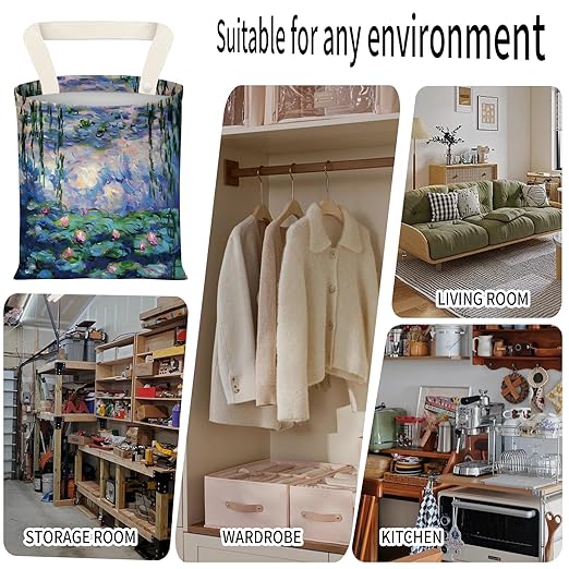 ADQWIOVL Car Garbage Can, Seat Back Hanging Cute Car Trash Can Bag, Car Organizer and Storage Bag for Travelling, Outdoor Watercolor Water Lily