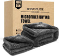 Mysticline 2 Pack 1300 GSM Car Drying Towel,Double-Sided Microfiber Towels for Cars(24'' x 36''&16 ''x 16''),Extra Large Ultra Absorbent,Without Residual Lint,Scratches or Water Spots