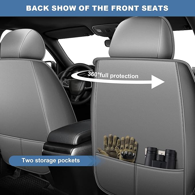 Ahsrnl Seat Covers Fit for Mitsubishi Outlander 2007-2025 2026 Cooling Ice Silk Faux Leather Seat Covers Breathable Seat Cushion Protector（2PCS Front Pair/Black&Gray
