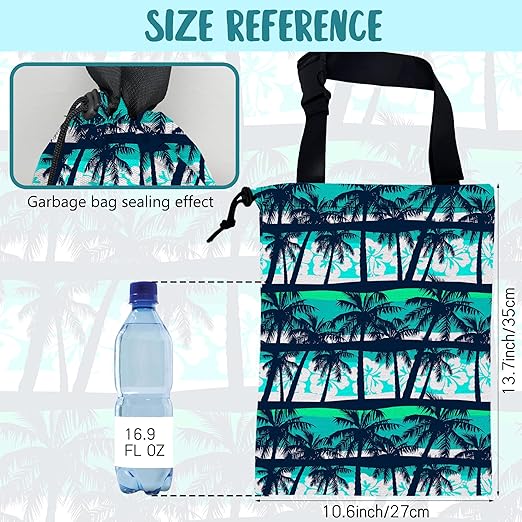 KXWQTRDD Car Garbage Bag Tropical Green Palm Trees Hanging Canvas Car Trash Bag Waterproof Drawstring Car Back Seat Organizer for Car Back Front Seat Console with Adjustable Buckle