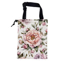 KXWQTRDD Car Trash Bag Pink Peonies and Green Leaves Leak-Proof Car Garbage Bag with Drawstring Foldable Canvas Trash Bin with Adjustable Buckle for Car Accessories