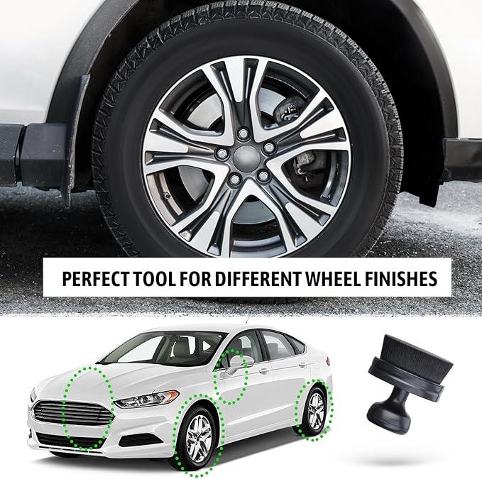 BABYSHEEP Car Tire Shine Applicator,Vegan Tire Shine Brush with Stand for Auto Detailing Cleaning Service (Black)