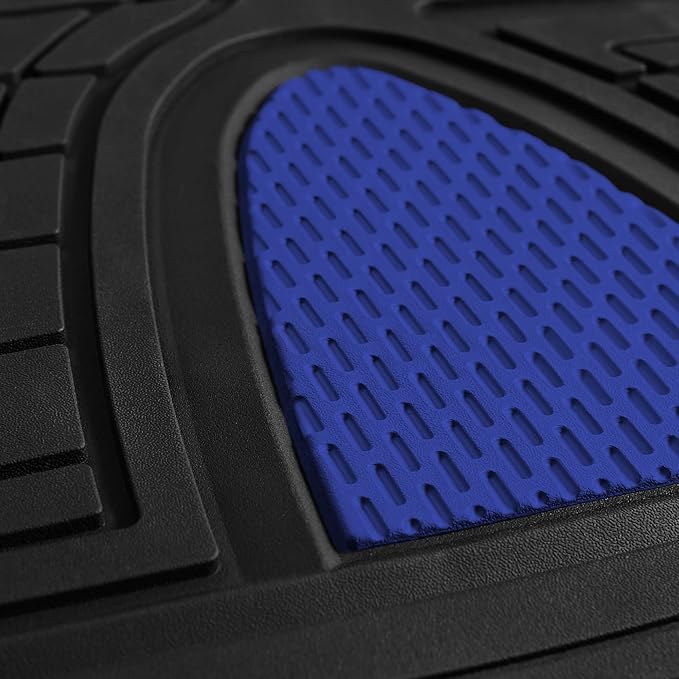 WYLF Automotive Floor Mats Waterproof Premium Tall Channel Trimmable Non-Slip Rubber Floor Mats - Full Set Blue for Cars, Universal Fit, Floor Mats for Sedan, SUV, Truck Floor Mats
