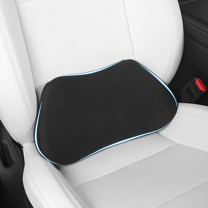 Lumbar Support Pillow for Car, Ergonomic Memory Foam Back Cushion for Driving, Seat Office Chair, Gaming Chair, Lower Back Support for Back Pain Relief, Black, 1 Pack
