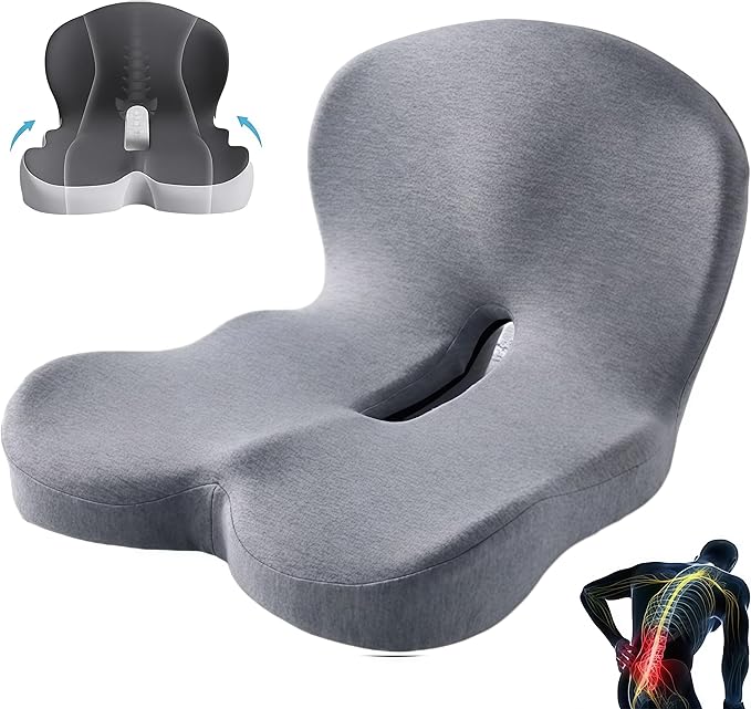 Orthopedic Cushion, 2026 New Orthopedic Cushion for Sciatica, Ergonomic Back Support & Sciatica Relief for Long Drives (Gray)