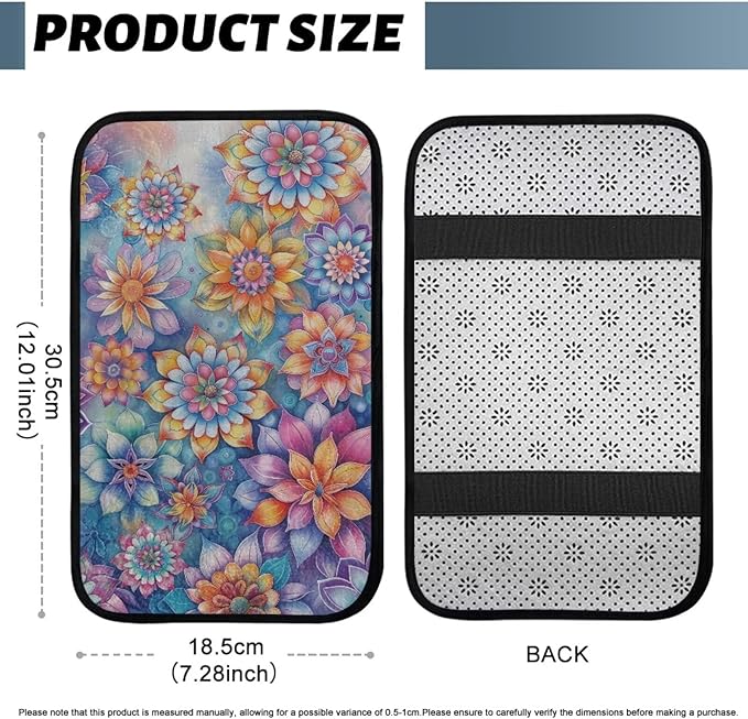 Bulopur Colorful Floral Car Console Covers Arm Rest Cover Car Easy to Install Armrest Console Cover Warmth Armrest Cover Protec 12.01 x 7.28 Inch Universal Armrest Cover Pad