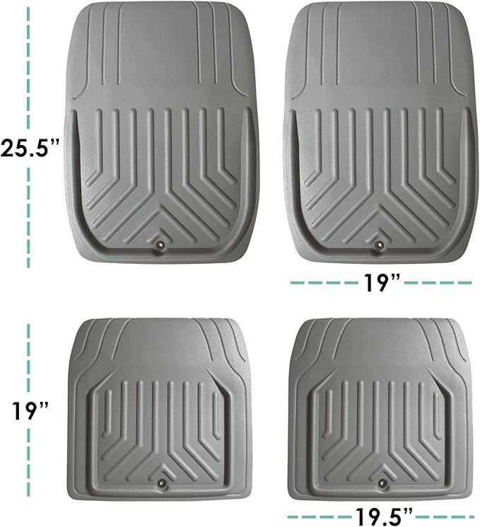 FH Group Faux Leather Deep Dish Car Floor Mats – Trim-to-Fit, Universal Fit Full Set Automotive Floor Mats for Cars, SUVs & Trucks, Durable All-Weather Interior Protection, Gray