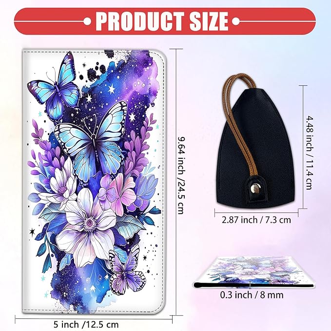 Car Registration Holder, Waterproof PU Leather Vehicle Card Document Glove Box Organizer, Women Interior Auto Accessories Case for Cards, Driver License Car Insurance Holder, Butterfly Pattern
