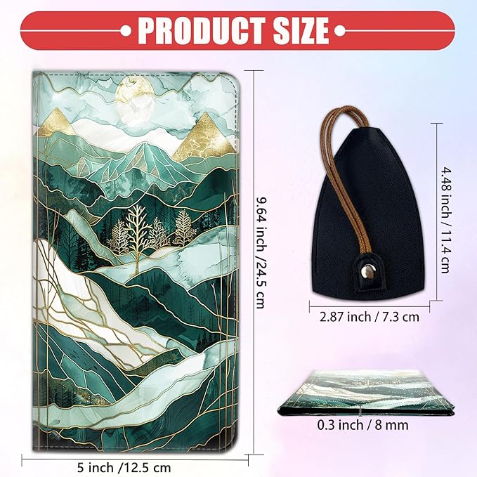 Car Registration Holder, Waterproof PU Leather Vehicle Card Document Glove Box Organizer, Women Interior Auto Accessories Case for Cards, Driver License Car Insurance Holder, Mountain Peak Pattern