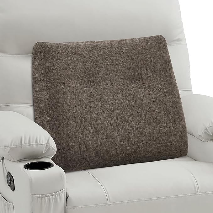 TANYOO Back Support Pillow for Recliner Soft Dual Layer Lumbar Support Pillow with Shredded Memory Foam Ergonomic Orthopedic Couch Lumbar Cushions for Elderly Lower Back Pain Relief Brown