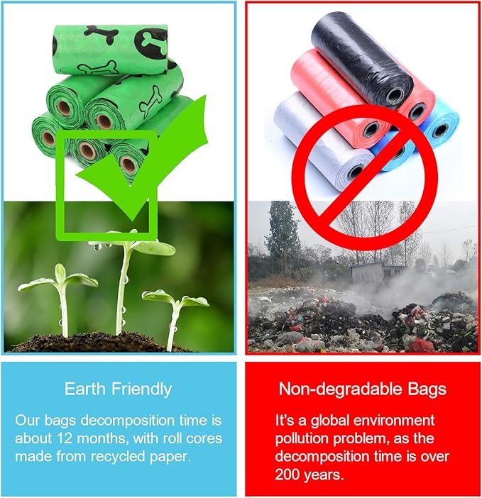 car Dog Poop Bags, Biodegradable & Compostable Garbage Bag Pets Poop Bag Recycling Thickened Leakproof Trash Bag (Green, 120 Counts)