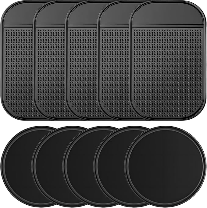 10 Pcs Car Dashboard Non Slip Mat, Sticky Pad for Car Dashboard Anti-Slip Gel Pads Removable Silicone Reusable Picky Pad Multi Sticky Mat for Cars Kitchen Pet Bowl Mats