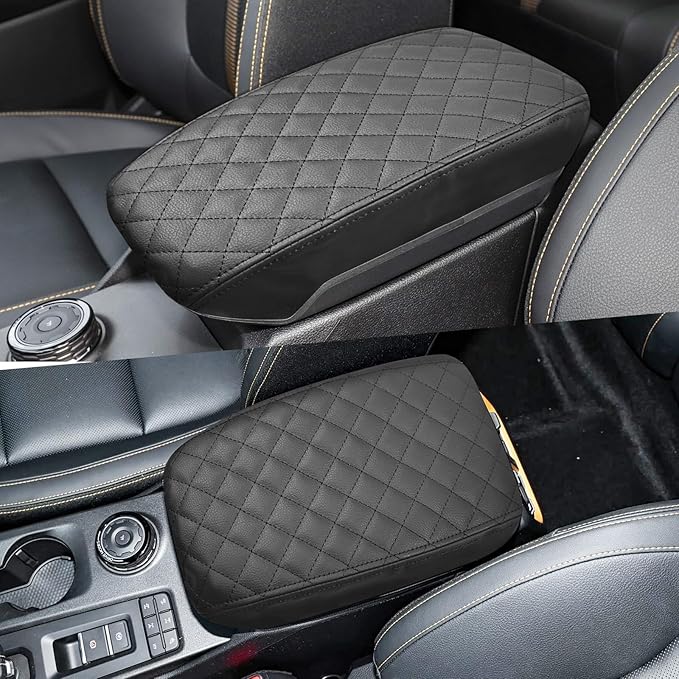 Center Console Cover Compatible with Ford Ranger 2024 2025 2026 XL/XLT/Lariat/Raptor Leather Armrest Box Cushion Cover Middle Console Pad