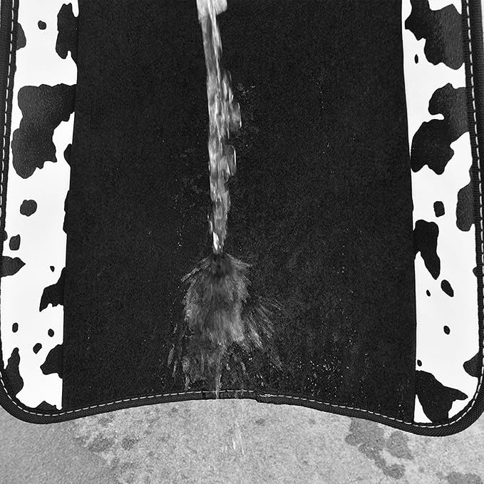 CAR PASS Waterproof Universal 3Pcs Car Floor Mats, Cow Print Car Mats Fit for SUV,Vans,sedans, Trucks,Set of Vehicles Car Carpet with Driver Heel Pad and Nibs Backing, Cute Women Girly (Black White)