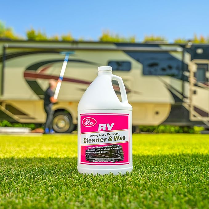 Gel Gloss RV Professional Grade One-Step Carnauba Cleaner Wax - Cleans, Protects & Enhances RVs - Restores Color & Shine - UV Inhibitors - Ideal for Scuff Marks - Use by Hand or Buffer - 1 Gallon