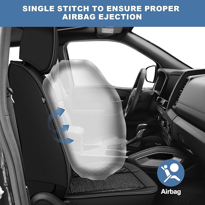 Ahsrnl Seat Covers Fit for Subaru Forester 2007-2025 2026 Cooling Ice Silk Faux Leather Seat Covers Breathable Seat Cushion Protector（2PCS Front Pair/Black