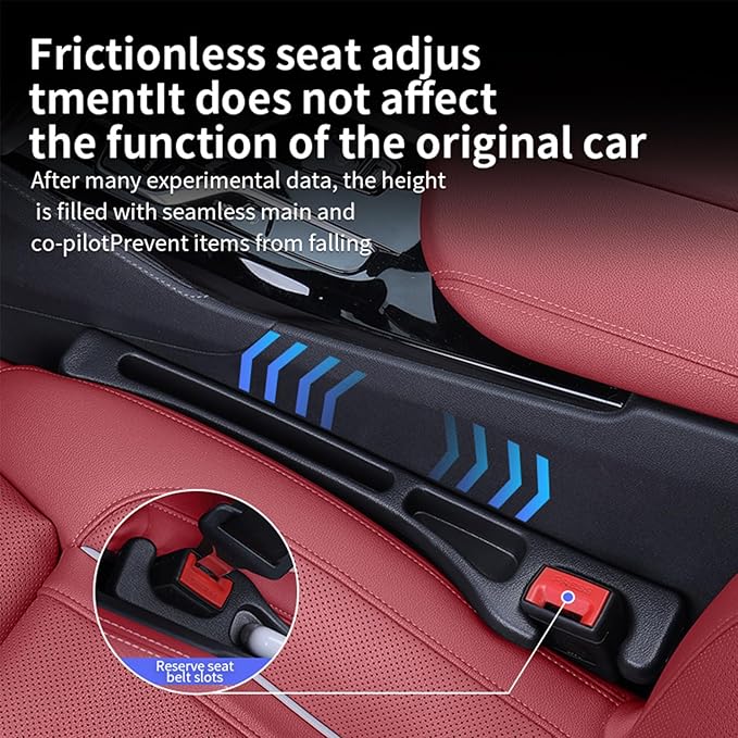 Car Seat Gap Filler Organizer - Stop Things from Dropping - Soft Universal Fit Fill The Gap Between Seat & Console - Perfect for Cars & SUVs | Truck | Universal Fit, Black 2 Pack