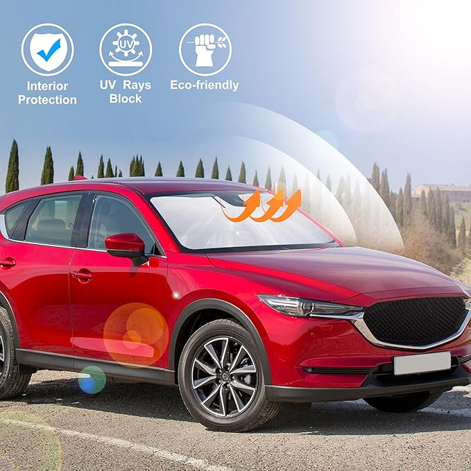 Windshield Sun Shade Custom Fit for 2017-2024 2025 Mazda CX5 CX-5 Accessories Front Window Sunshade Shield Blocker Keeps Car Cool