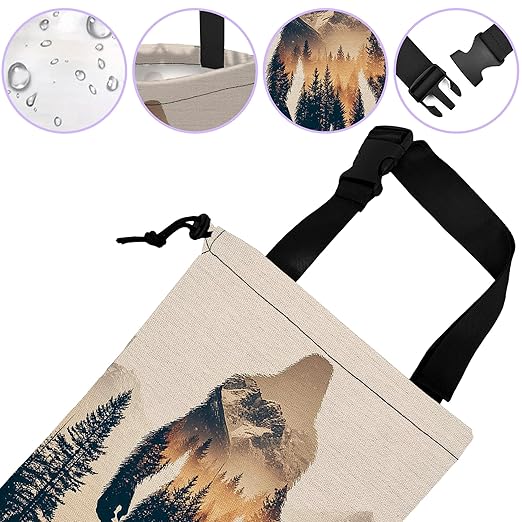Car Trash Bag Sasquatch Mountain Forest Car Garbage Bag Waterproof Car Trash Can for Back Seat with Adjustable Straps and Drawstring, Foldable Car Trash Bin for Car Accessories