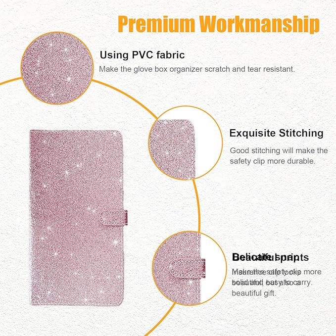 Kewucn Car Registration and Insurance Holder, Leather Auto Glove Box Organizer with Magnetic Shut, Vehicle Compartment Accessories Case for Cards, Driver License & Essential Documents