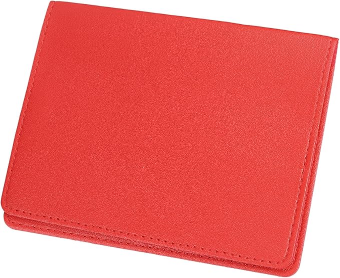HARFINGTON Car Registration and Insurance Holder 5.51" x 4.13" PU Leather Vehicle Glove Box Organizer Storage Accessories Men Women Car ID Holder for License ID Card Bank Card, Red
