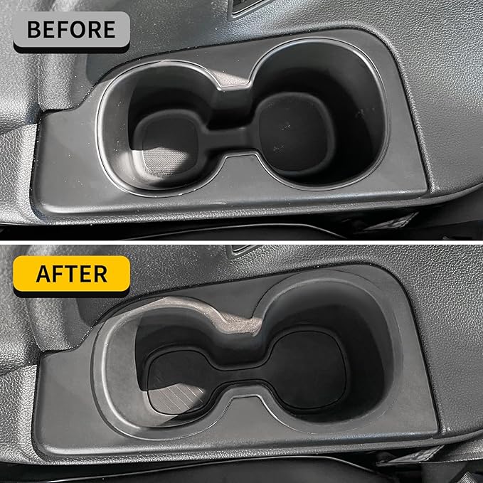 Maxzina Cup Holder Compatible with 2023-2025 Honda Pilot Rear 3rd Row Black Silicone Center Console Insert Cup Holder Bottle Holder Interior 2PCS Decoration for 2024 Pilot Accessories